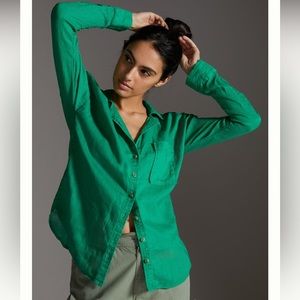 Anthropologie Maeve Linen Buttondown, XS, Great Used Condition